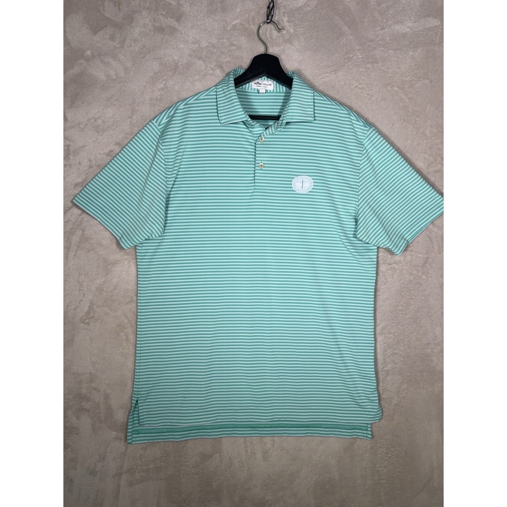 Peter Millar Wynstone Golf Club Polo Shirt Mens Medium Green Striped Performance